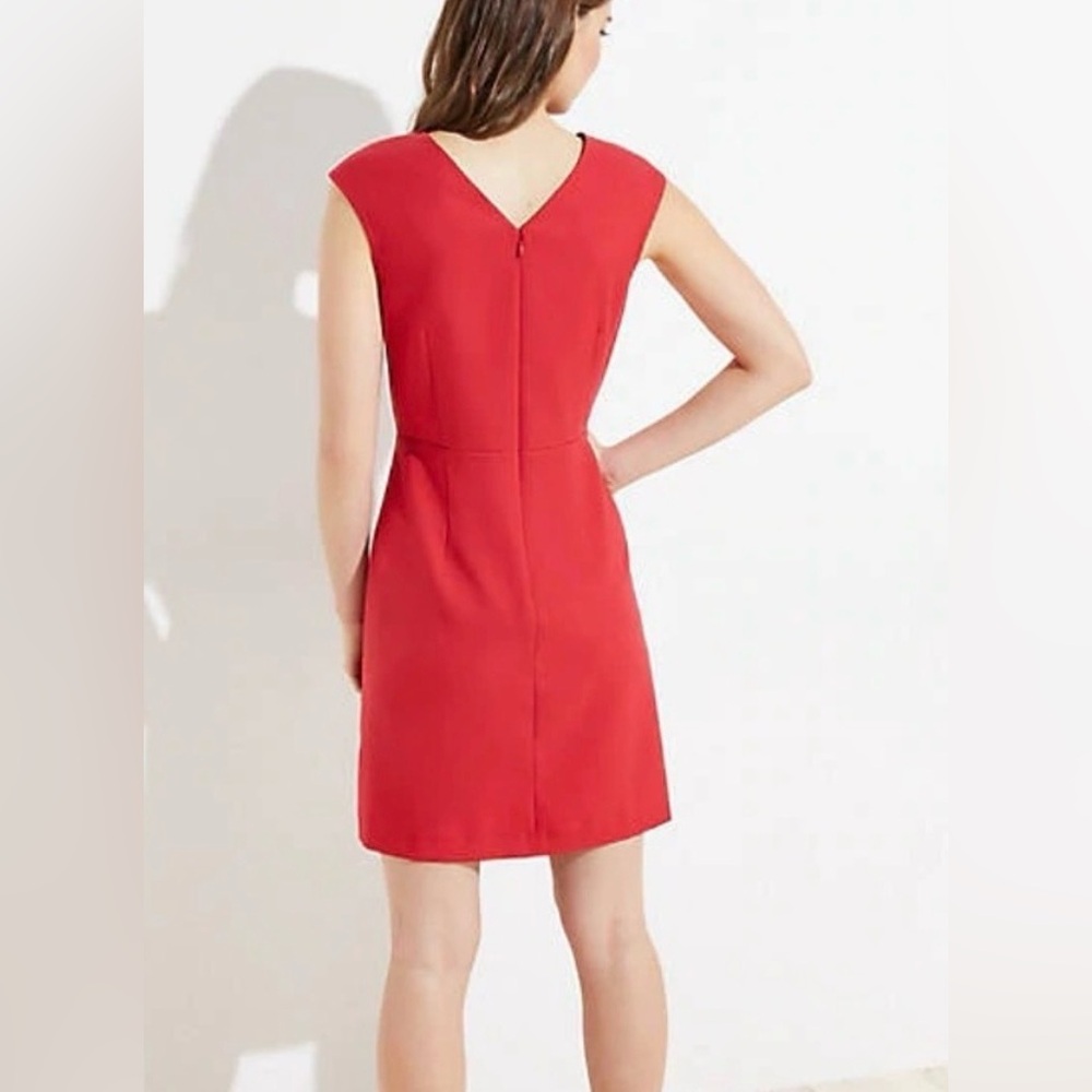 LOFT Red Sleeveless Button Front Mini Dress - Picture 2 of 13